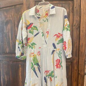 ANTHROPOLOGIE maxi dress swim beach cover EUC RTL $168 fS Small viscous cotton